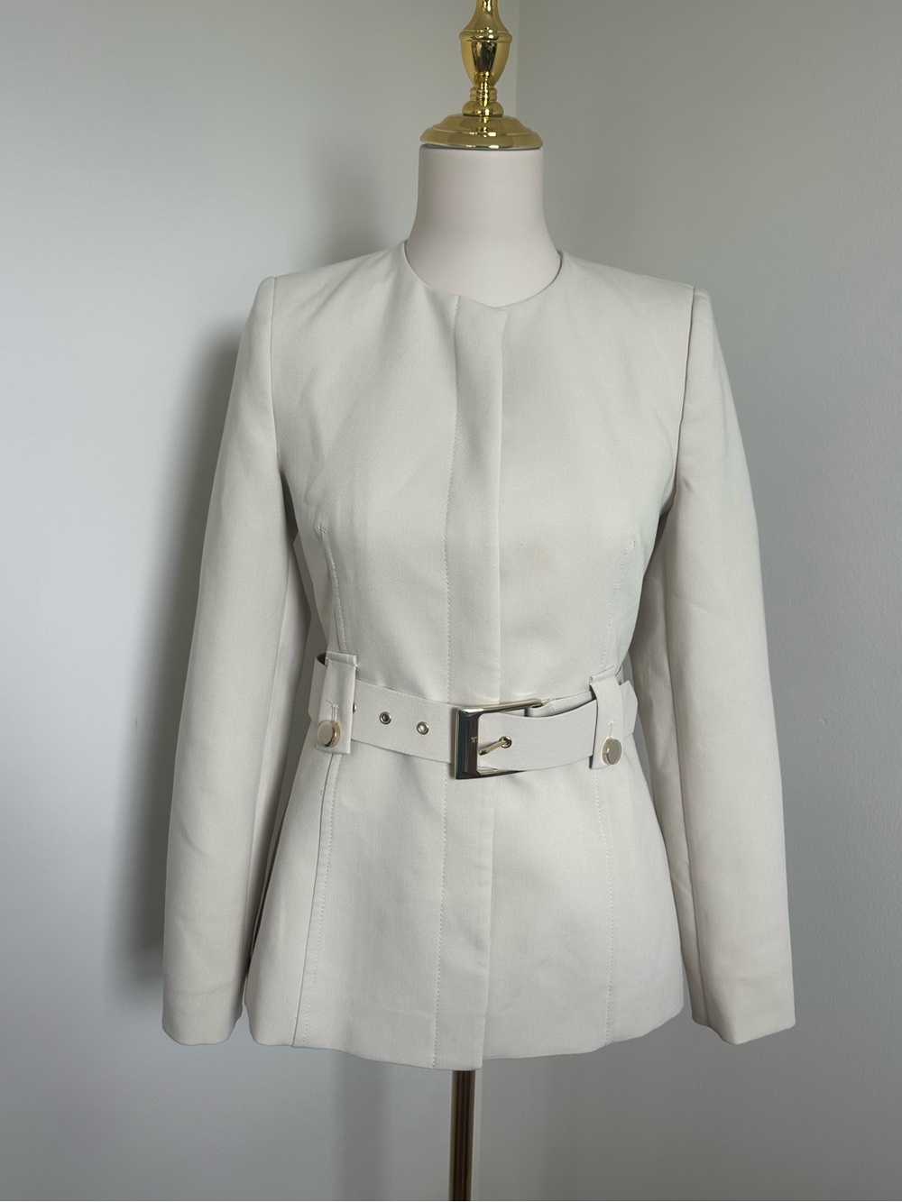 Zara Ivory Belted Blazer
